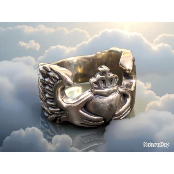 Bague chevaliere Sacre-Coeur en laiton T53: amour divin - Jesus Christ eglise catholique basilique