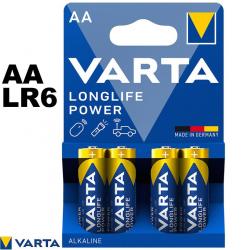 VARTA Longlife Power AA LR6 1.5V - Blister 4 Piles Alcalines pour Manette et Jouet
