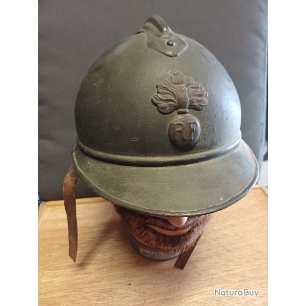 Casque Adrian modèle 15 de l'Infanterie - WW1 - complet avec sa coiffe