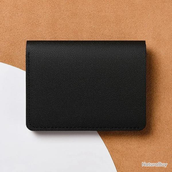 Portefeuille Noir fin avec porte-carte - Emplacement pour carte bancaire, permis de conduire, ... à