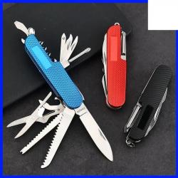 Couteau multifonction rouge polyvalent 11 en 1 en inox à personnaliser