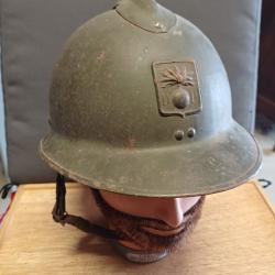 Casque Adrian modèle 1926 de la Défense Passive - WW2 - complet avec sa coiffe