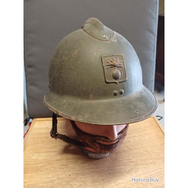 Casque Adrian modèle 1926 de la Défense Passive - WW2 - complet avec sa coiffe