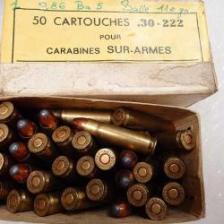 BOITE DE 50 MUNITIONS CALIBRE 30.222 CARTOUCHES CARBINE USM1 Categorie C XXè