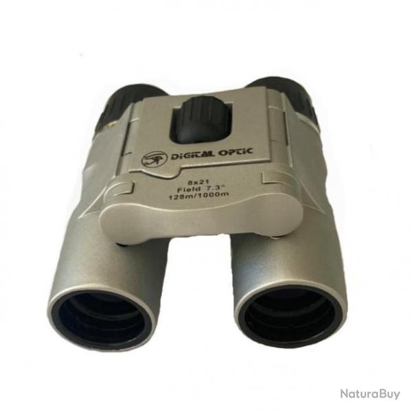 ENCHERES  1  ! Jumelles compactes 8x21  prisme en toit TREK SILVER de DIGITAL OPTIC