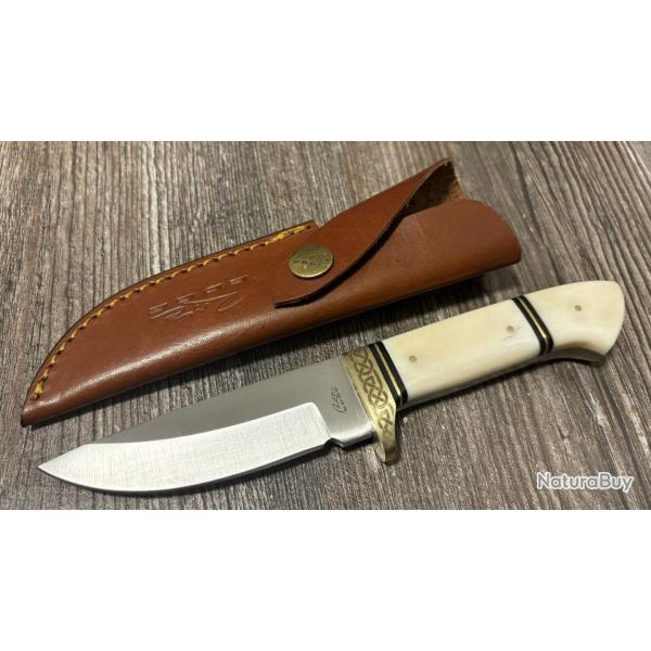 Couteau Celtique Lame Acier Inox Manche Os Etui Cuir
