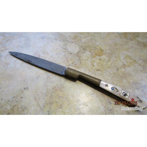 petite vendetta Corse inscriptions couteau traditionnel XX Corsica imitation nacre Testa mora