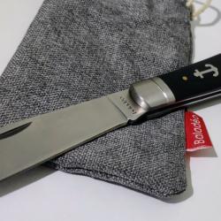 Couteau Pliant Baladeo Breizh Anchor Lame Acier Inoxydable Manches Bois Ébène Slip Joint