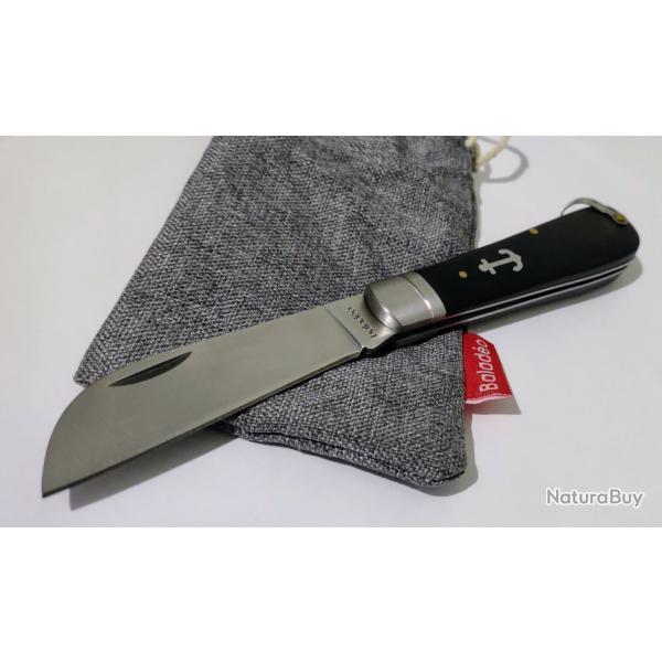 Couteau Pliant Baladeo Breizh Anchor Lame Acier Inoxydable Manches Bois Ébène Slip Joint