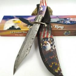 Couteau Bowie patriotique Aigle Lame Style Damas