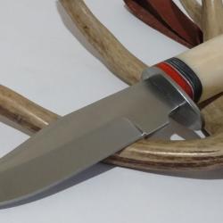 Couteau Skinner Rite Edge Silver Stream Hunter Lame Acier Inoxydable Manche Os/Bois Etui CUir