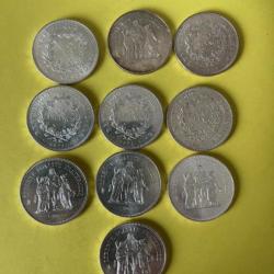 pièces argent 50 francs Hercule état du NEUF