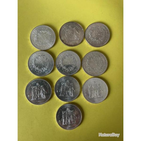 pièces argent 50 francs Hercule état du NEUF