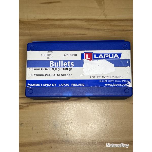 Ogives 6,5 139 gr LAPUA OTM scenar