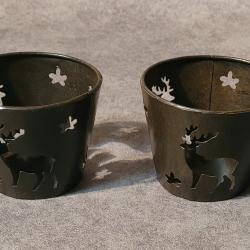 Idée cadeau Noël / 2 photophores CERF