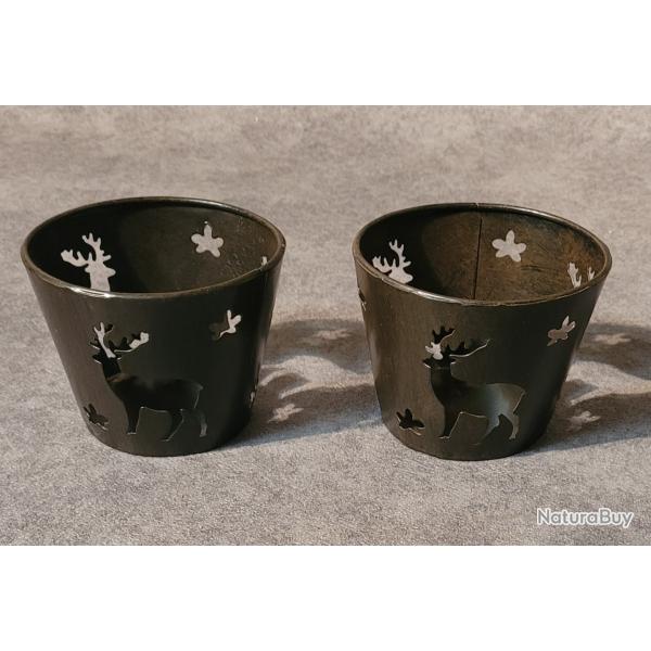 Idée cadeau Noël / 2 photophores CERF