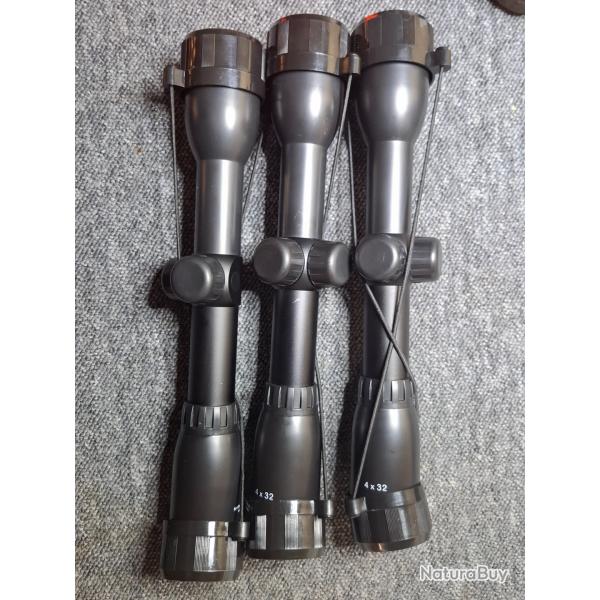 Lot lunettes (3) - 4x32 - tube 25.4, vendu SANS colliers