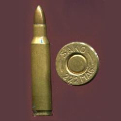 .222 Magnum - Marquage : SAKO  22 MAG - balle cuivre pointue