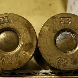 2 Cartouches de collection de calibre 12 mm pour revolver