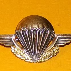 INSIGNE PARACHUTISTE : Brevet d'Initiation Parachutiste, dos guilloché embouti , parachute 2 ailes a