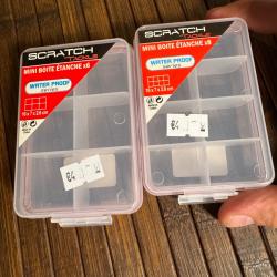 Lot de deux BOÎTE Pêche ÉTANCHE 6 compartiments Scratch Tackle