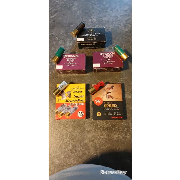 Lot de 5 bote de 10 cartouches calibre  12