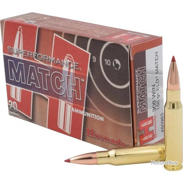 Balles Hornady Superformance Match ELD 308 Win 168 gr