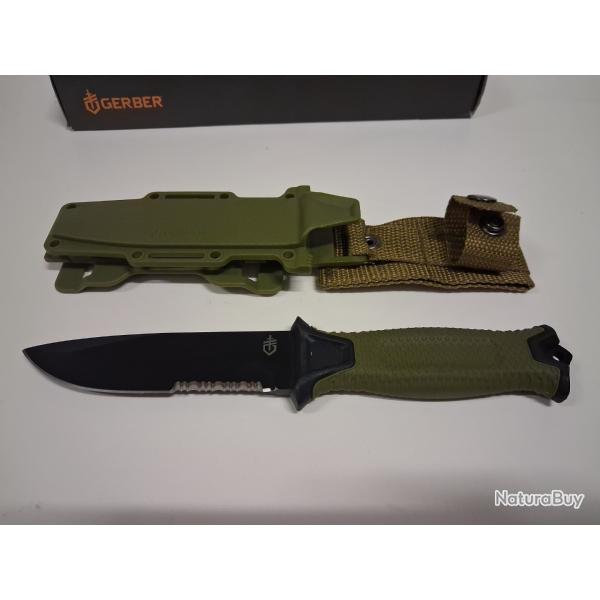 Couteau fixe Strongarm Gerber Kaki Survie Combat lame fixe Lame dentellé