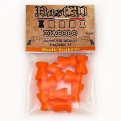 Ogive tir réduit .44 orange haute visibilité diabolo plastique - Pack de 10 - Bast3D