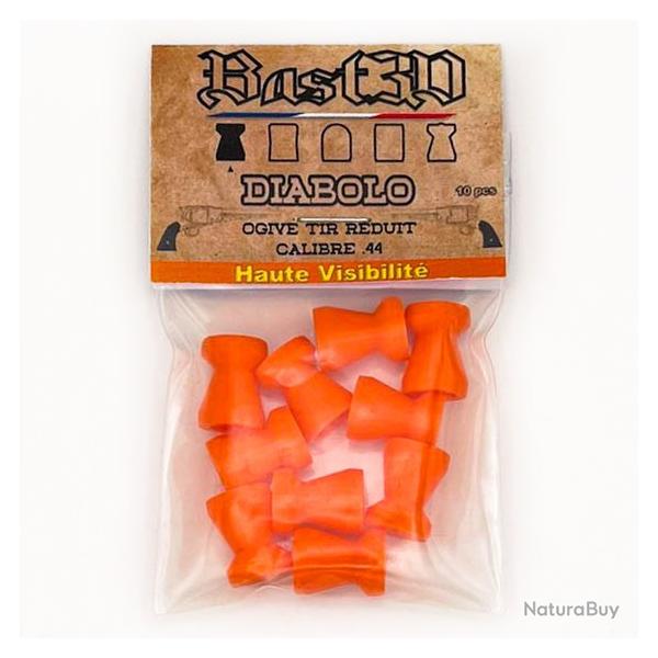 Ogive tir rduit .44 orange haute visibilit diabolo plastique - Pack de 10 - Bast3D