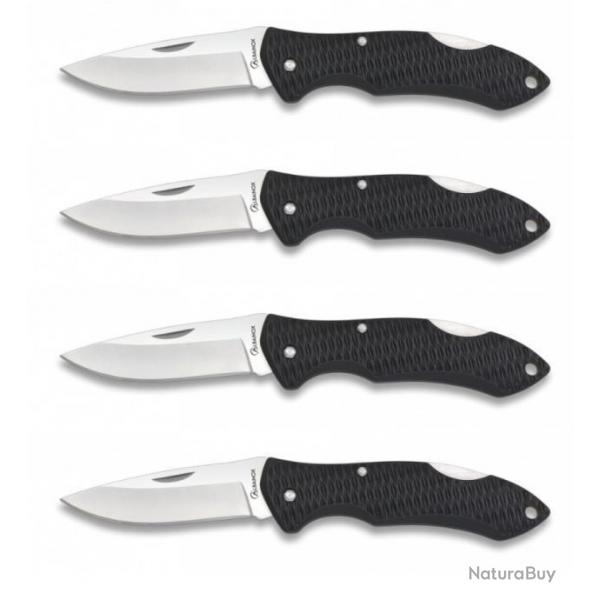 Lot de 4 Couteaux Albainox pliants noir Lame 6.10 cm 554124