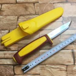 POIGNARD MORAKNIV ROUGE/JAUNE LAME CARBONE MADE IN SWEDEN hg16c