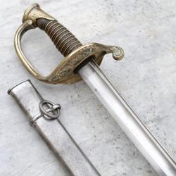 Sabre d'adjudant d'infanterie mle 1845 Châtellerault 1877 avec son fourreau même numéro SBX24SAB009