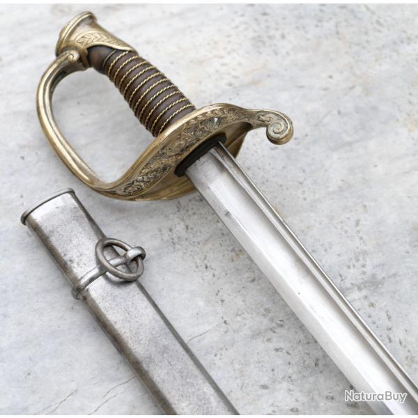 Sabre d'adjudant d'infanterie mle 1845 Châtellerault 1877 avec son fourreau même numéro SBX24SAB009