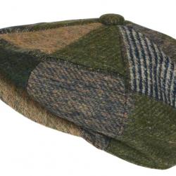 Casquette Gavroche Verte Patchwork en Laine Style Anglais Vintage Surwal Taille unique Vert
