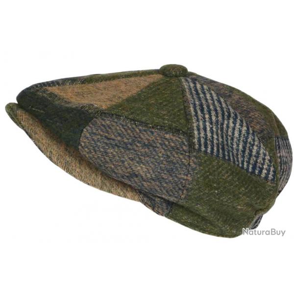 Casquette Gavroche Verte Patchwork en Laine Style Anglais Vintage Surwal Taille unique Vert