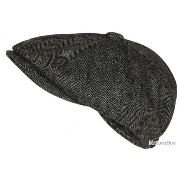 Casquette Gavroche Grise en Laine  Chevrons Style Anglais Vintage Surwal Taille unique Gris