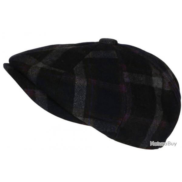Casquette Gavroche Grise en Laine Carreaux Violets Style Anglais Vintage Surwal Taille unique Gris