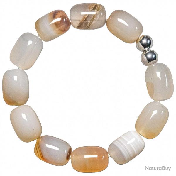 Bracelet en calcdoine - Grosses perles roules 1.5 cm