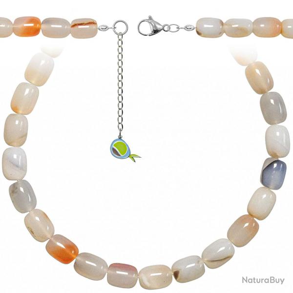 Collier en calcdoine - Grosses perles roules 1.5 cm - 55 cm