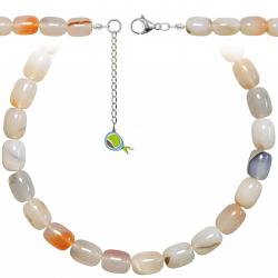 Collier en calcédoine - Grosses perles roulées 1.5 cm - 70 cm