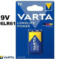 Pile 9V Varta Longlife Power 6LR61 - Alcaline à puissance élevée et longue durée