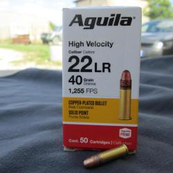 Lot de 500 cartouches de 22LR AGUILA high velocity 40 grains cuivré