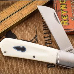 Couteau Rough Ryder Sheepfoot Barlow Lame Acier Inox Manches Os Blanc Slip Joint RR2708