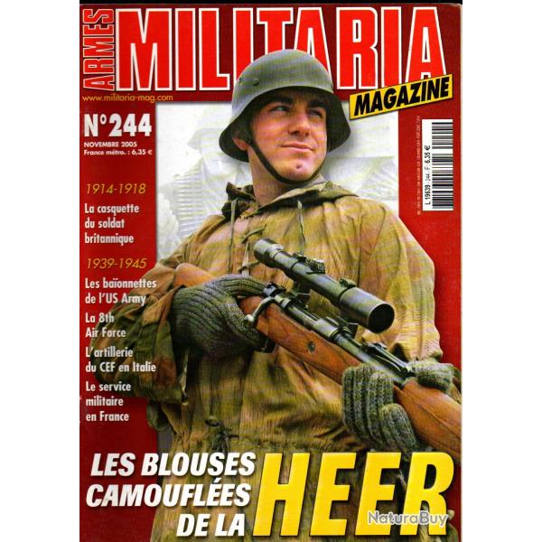 Militaria magazine 244, blouses camoufles, baionnettes us army,conscription annes 30, artillerie,