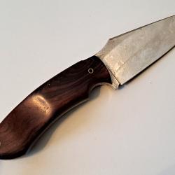 Magnifique petit couteau fixe artisanal par Guillaume GAUTUN (Yoyom), superbe bois, bel étui