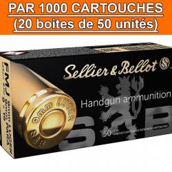CARTON DE 1000 CARTOUCHES SELLIER BELLOT CAL.9x19 / 9 PARABELLUM / 9 LUGER FMJ 124GRS - CATEGORIE B