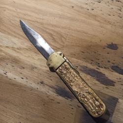 Couteau poignard lame rétractable marquage artisanaux sur la virole laiton guerre d'Algérie 1959-60