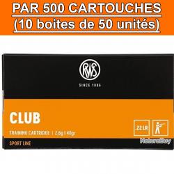OFFRE SPECIALE - BOITE DE 500 CARTOUCHES RWS CLUB CAL.22LR 40GR