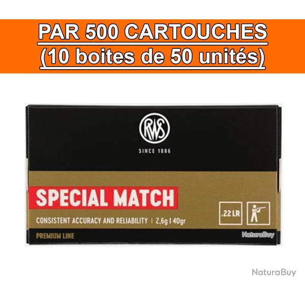 OFFRE SPECIALE - BOITE DE 500 CARTOUCHES RWS SPECIAL MATCH CAL.22LR 40GR